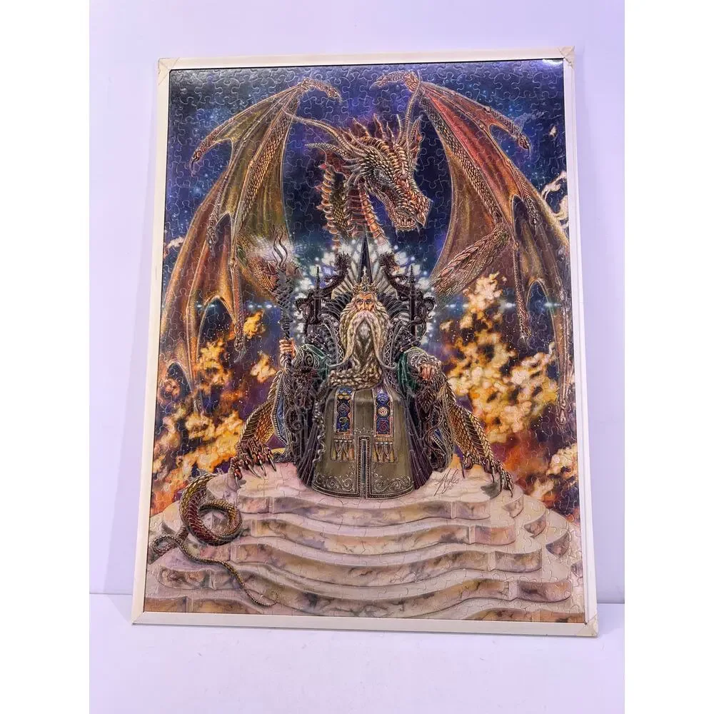 Vintage Glow In The Dark Wizard Dragon Puzzle Framed